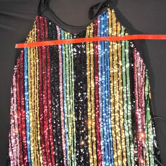 Torrid multi-color sequin stripes knee-length dress EUC fancy Torrid size 0 - Picture 12 of 16